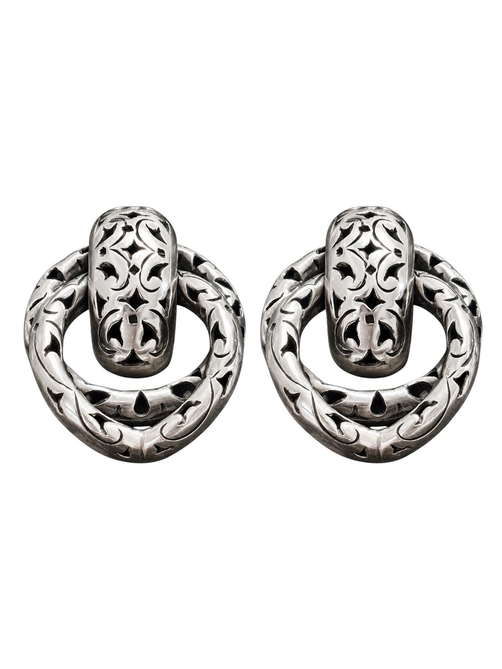 Vintage John Hardy Door Knocker Clip-On Earrings 925 Sterling Silver Indonesia